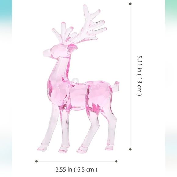 2 Piece Pink Acrylic Crystal Reindeers - Picture 4 of 4